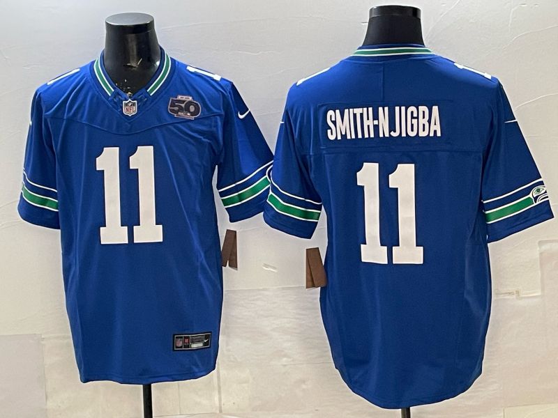 Men 2026 Seattle Seahawks #11 Smith-Njigba Blue 4th generation Nike Limited NFL Jersey style 03